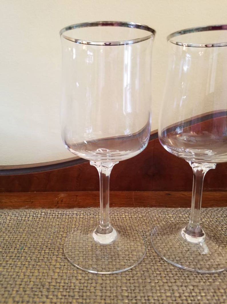 Vintage Lenox Desire Crystal Platinum Wine Glasses 6 1 4 Image 0