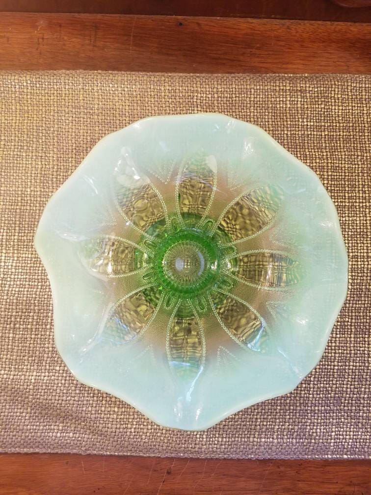 Art & Collectibles Northwood Bowl Green Opalescent Glass Early 1900