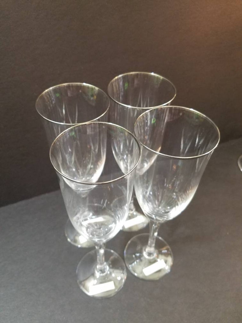 Vintage Noritake Crystal Platinum Rim Champagne Glasses Etsy
