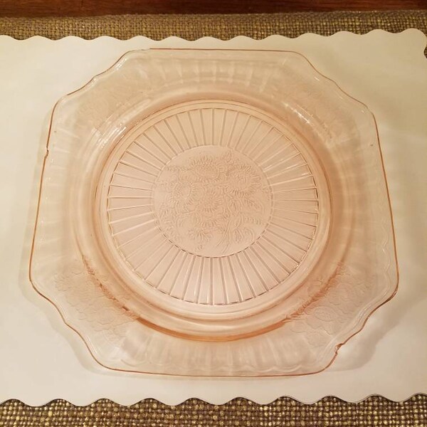 Pink Depression Glass Tray Etsy