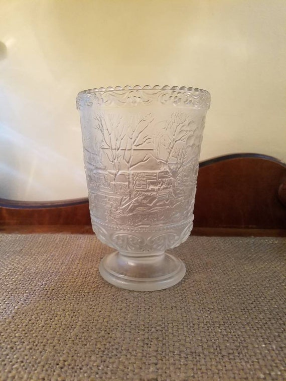 Vintage Fenton Fairy Light Vase With Currier And Ives 6 Etsy