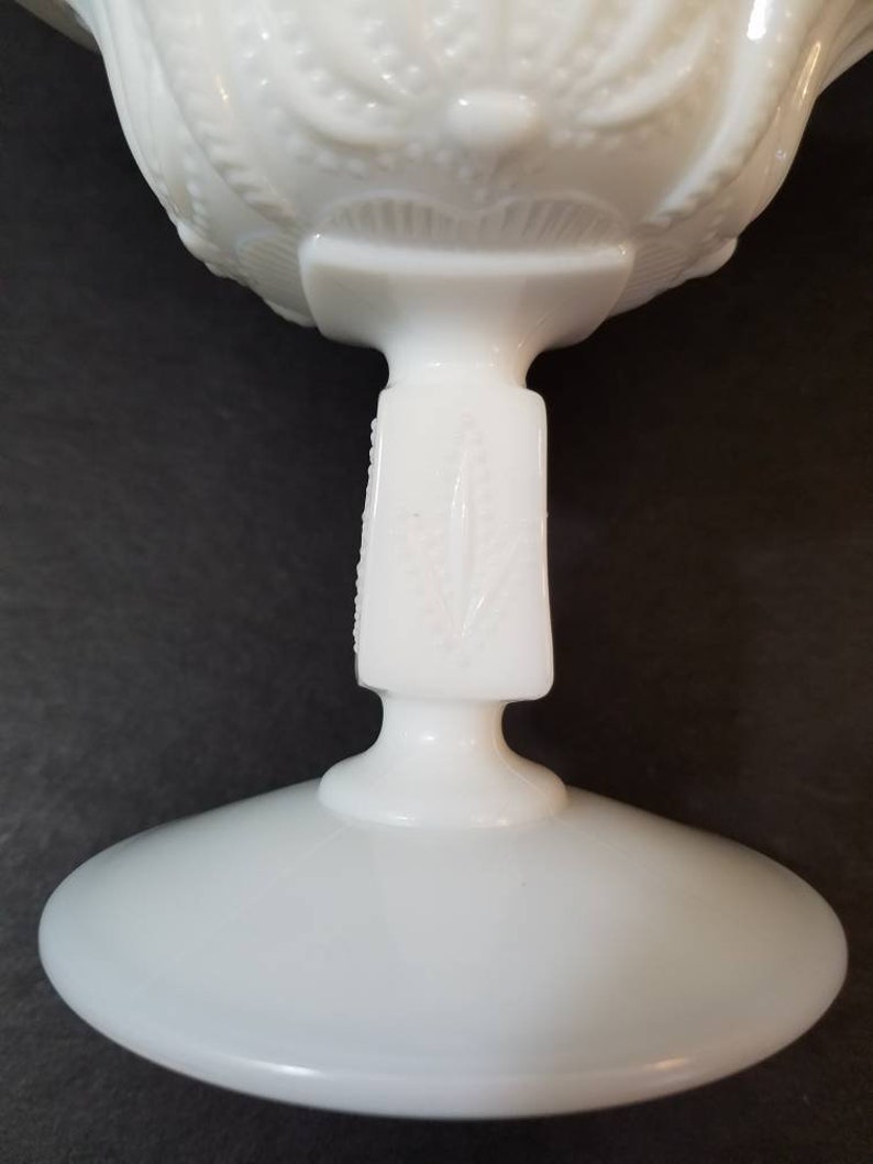 Vintage Fenton Glass Milk Glass Cactus Open Nut Pedestal Bowl Etsy
