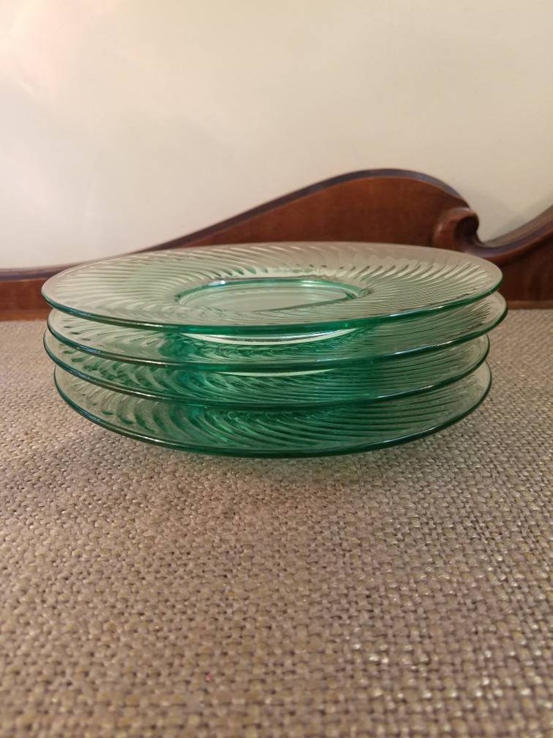 Imperial Glass Vaseline Glass 8 Salad Plates Set of 4 Etsy