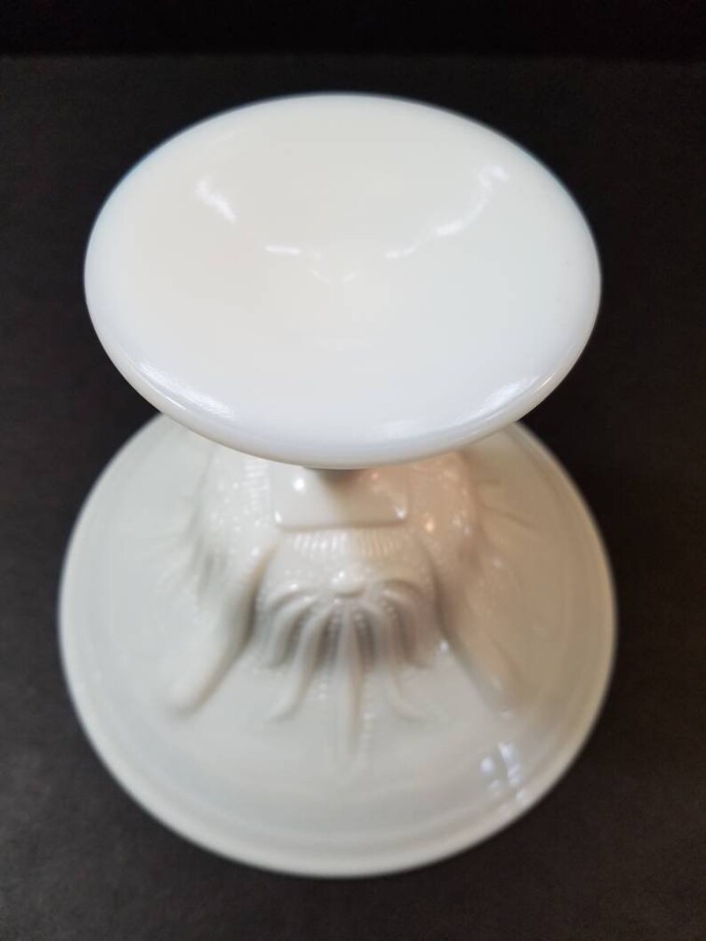 Vintage Fenton Glass Milk Glass Cactus Open Nut Pedestal Bowl Etsy