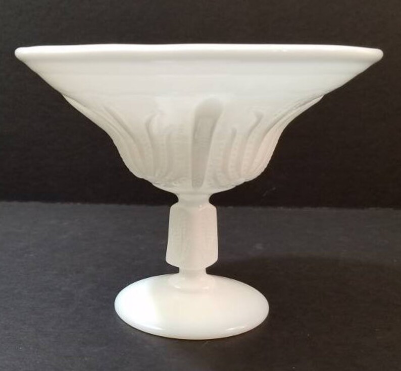 Vintage Fenton Glass Milk Glass Cactus Open Nut Pedestal Bowl Etsy