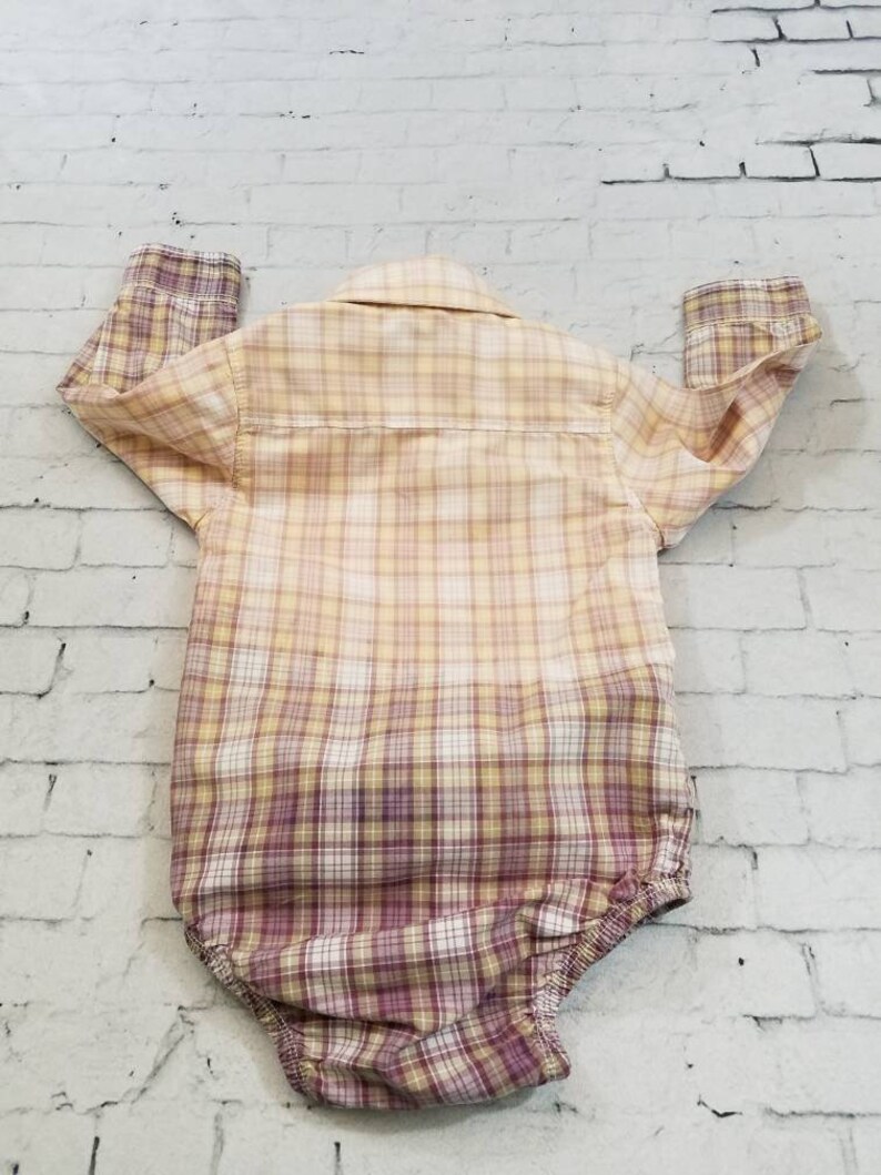 Purple Green and White Plaid Cool Ombre Fade Grunge Kids Bleached Light Cotton Long sleeve Onesie 6 Months Boho