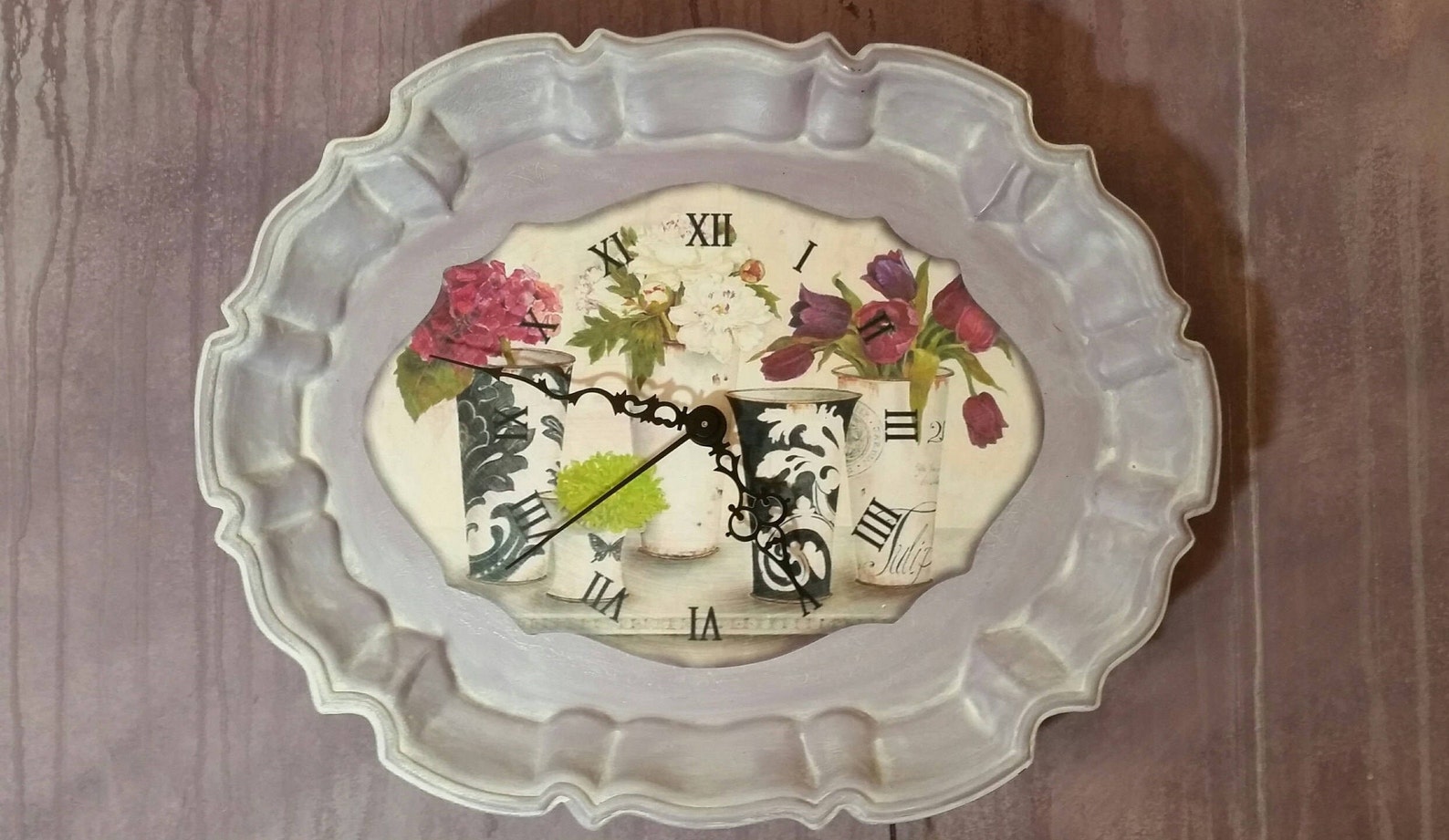 Unique Wall Clock made from Vintage Upcycled Silverplate Tray Etsy