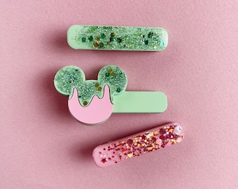 Trio de barrette Glace mimi rose coulis Mint