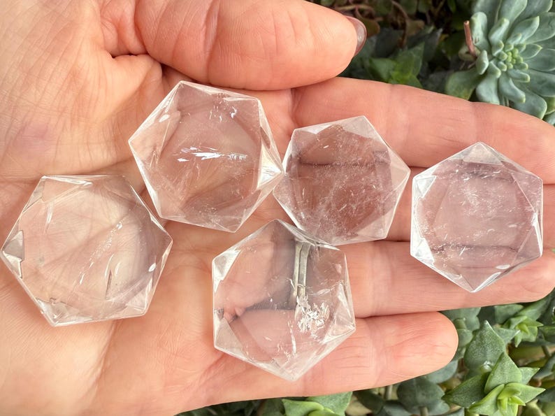 Clear Quartz Crystal Hexagon, Clear Quartz Davids Star