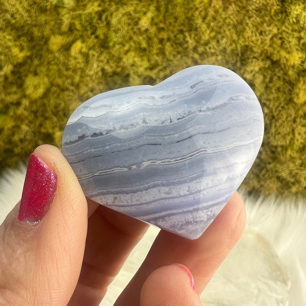 Blue Lace Agate Crystal Heart