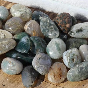 Moss Agate Tumbled Stones 1 lb Wholesale Priced