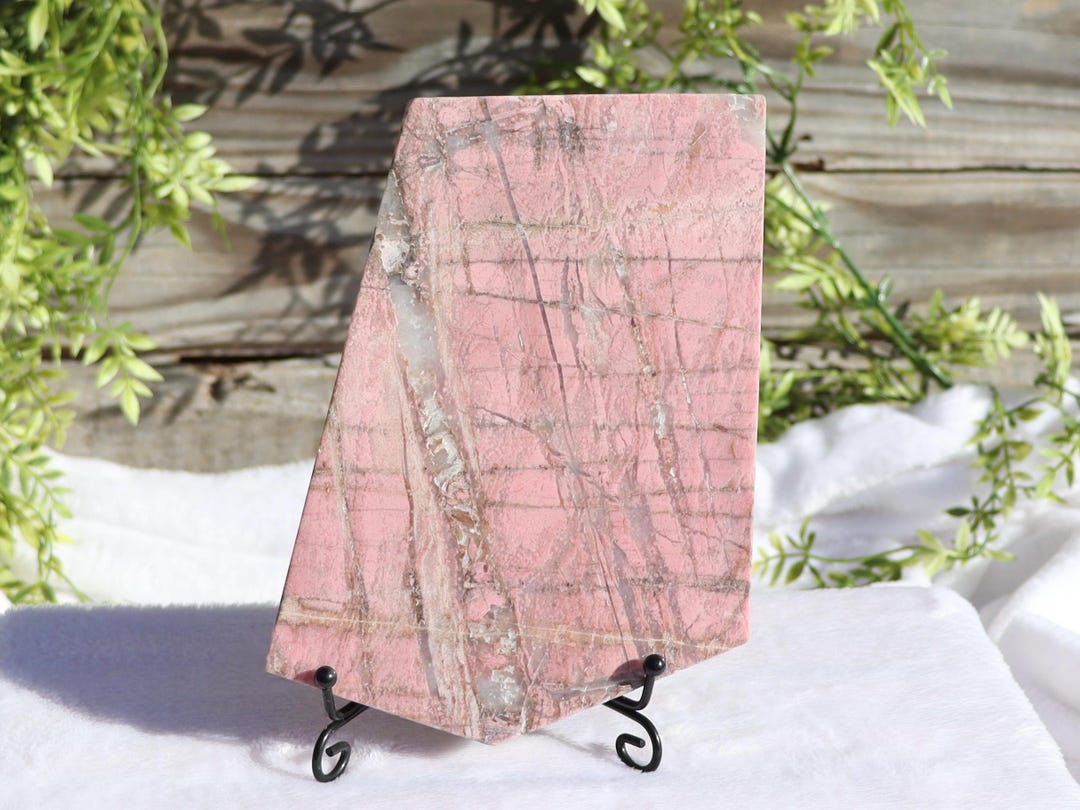 Rhodonite Crystal Slab - Heart Chakra - Pink Crystal Decor - Etsy