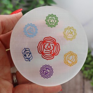Selenite 7 Chakra Charging Plate Disk