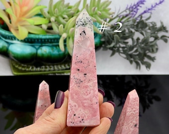 Rhodonite Obelisk from Peru - Bubble Gum Pink Rhodonite