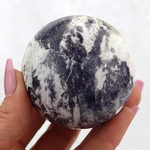 Lepidolite with Smoky Quartz Sphere - Purple Mica Crystal