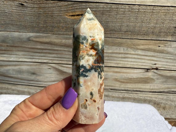 Red Moss Agate Crystal Tower