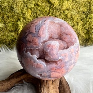 Pink Lace Agate Crystal Sphere , Cotton Candy Agate