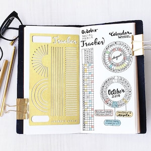 Calendar Wheel Stencil, Monthly Tracker Stencil, Bullet style Journal Stencil, Planner Stencil, Habits Tracker Stencil (Tracker L)