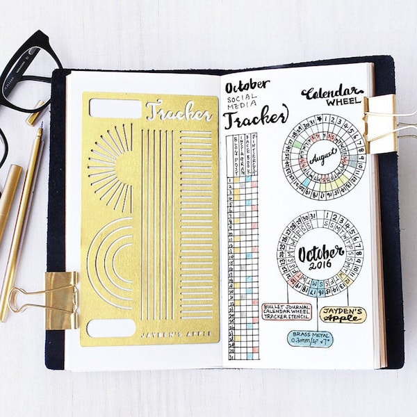 Calendar Wheel Stencil, Monthly Tracker Stencil, Bullet style Journal Stencil, Planner Stencil, Habits Tracker Stencil (Tracker L)