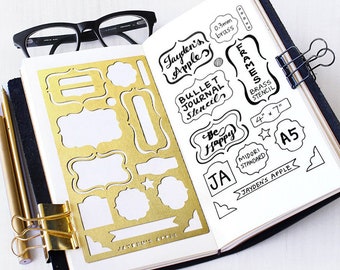 Planner Stencil, Journal Stencil, Brass Metal Stencil, Ornament Stencil  Fits A5 Journal & Regular TN ornament L 