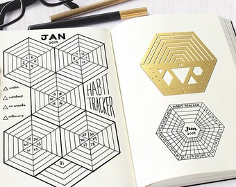 Bullet Style Journal Schablone, Planer Schablone, Hexagon Schablone, Edelstahl Hexagon Schablone (Hexagon)