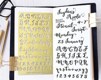 Planer Schablone, Bullet Stil Journal Schablone, Script Alphabet Schablone, Script Letter Schablone - passend für A5 Journal & Regular TN (Script L)