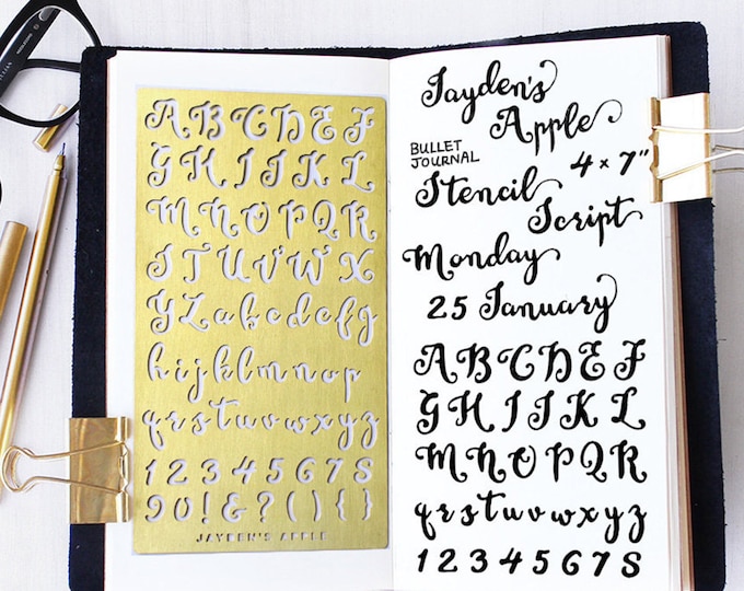 Planner Stencil, Bullet Style Journal Stencil, Script Alphabet Stencil ...