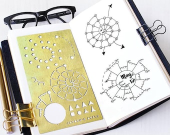 Spiraldex Stencil, Bullet style Journal Stencil, Chronodex Stencil, Planner Stencil - convient au journal A5 et au TN régulier (Spiraldex L)