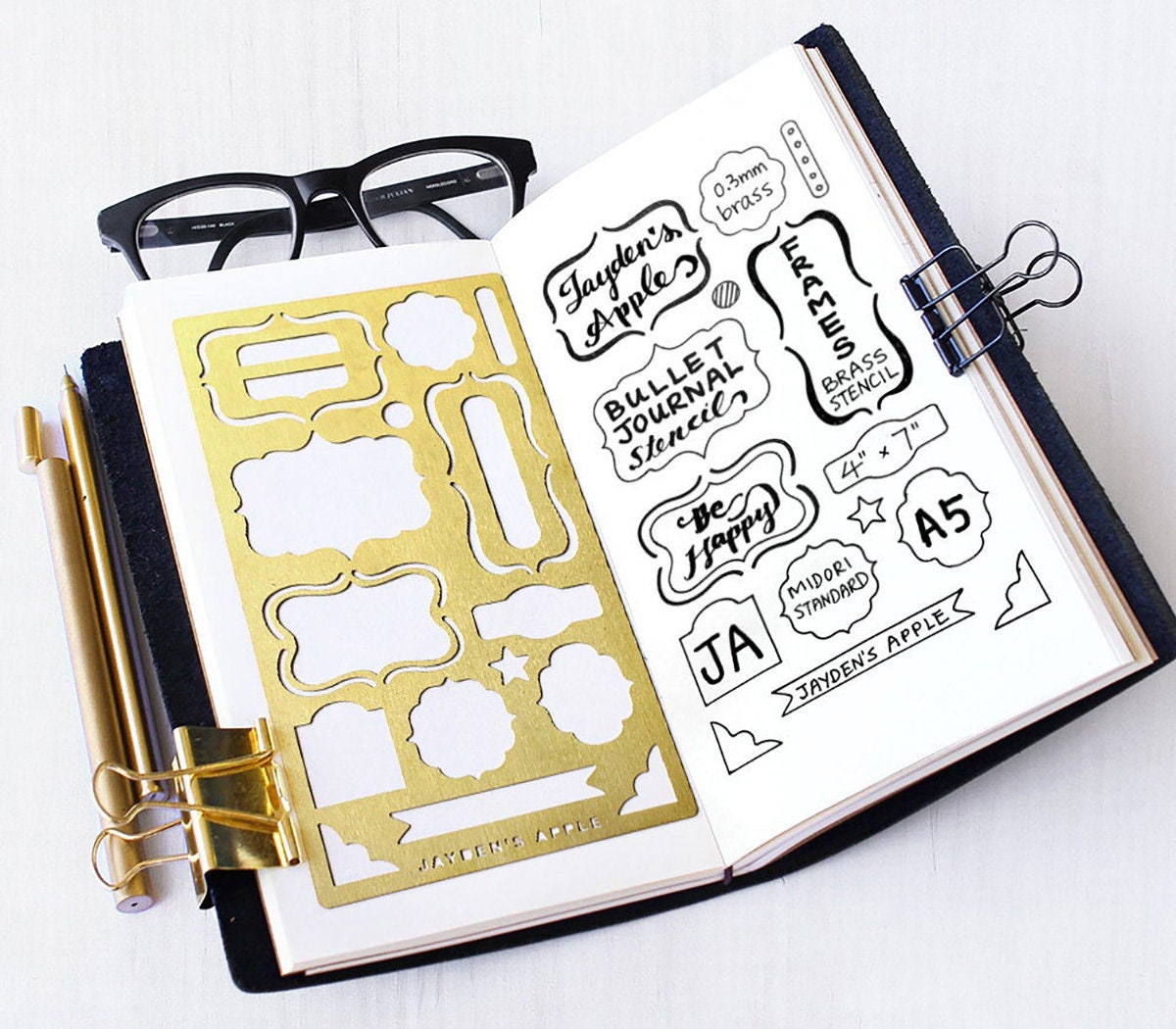 HeroNeo 20PCS A5 Planner Stencils Journal Templates DIY Drawing
