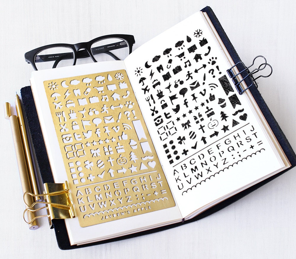 bullet journal stencil planner stencil useful icons