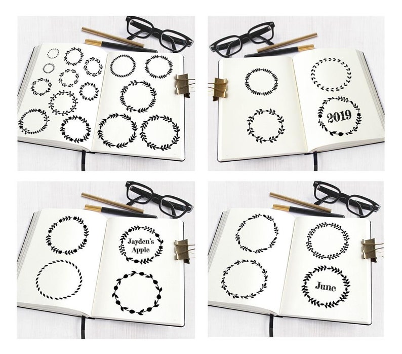 Bullet Journal Stencil Brass Wreath Stencil Journal Stencil | Etsy