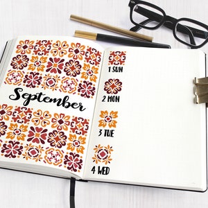 Bullet style Journal Stencil, Planner Stencil, Tiles Pattern Stencil fits A5 journal & Regular TN Tiles-L image 3