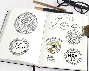 Journal Essential Stencil Set, Planner Stencil, Circle Chart Grid Chart  Stencils Fits A5 Journal & Regular TN 