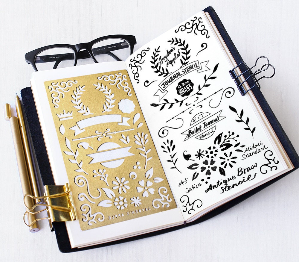 planner stencil bullet journal stencil wreath and flowers