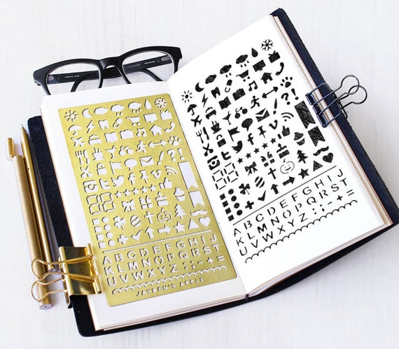 bullet journal stencil planner stencil useful icons stencil etsy