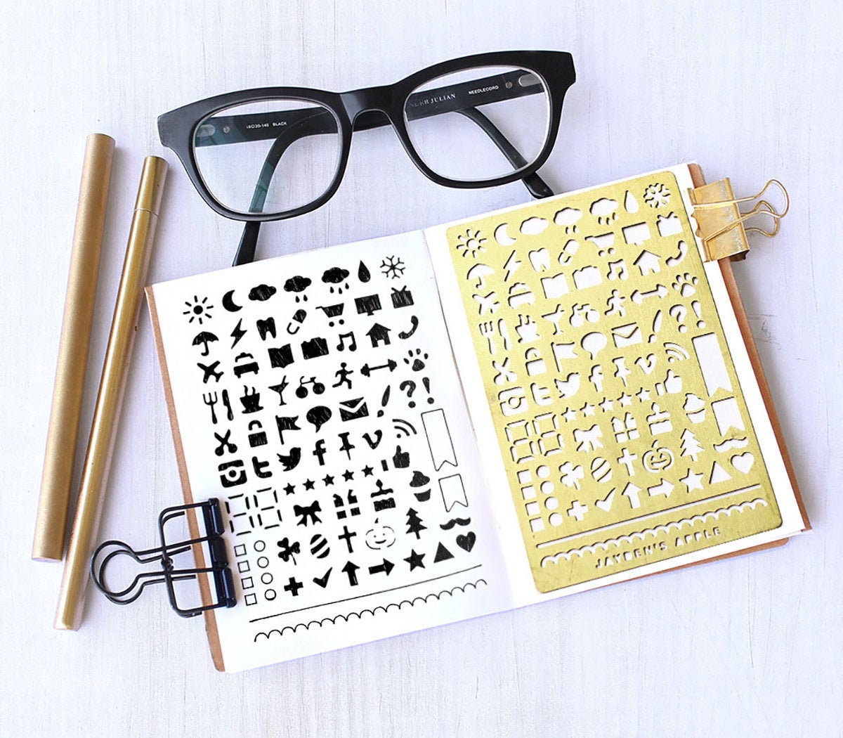 20 Pieces Bullet Journal Stencils Drawing Icons Stencil 