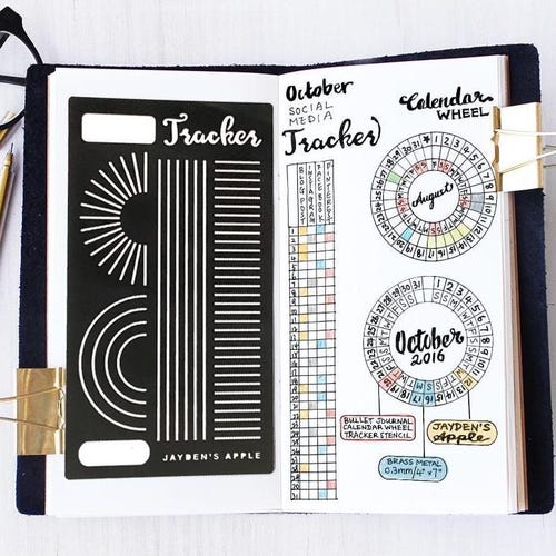 Kalender Rad Schablone: Metall Journaling Planer Schablone - A5/Traveler's Notebook
