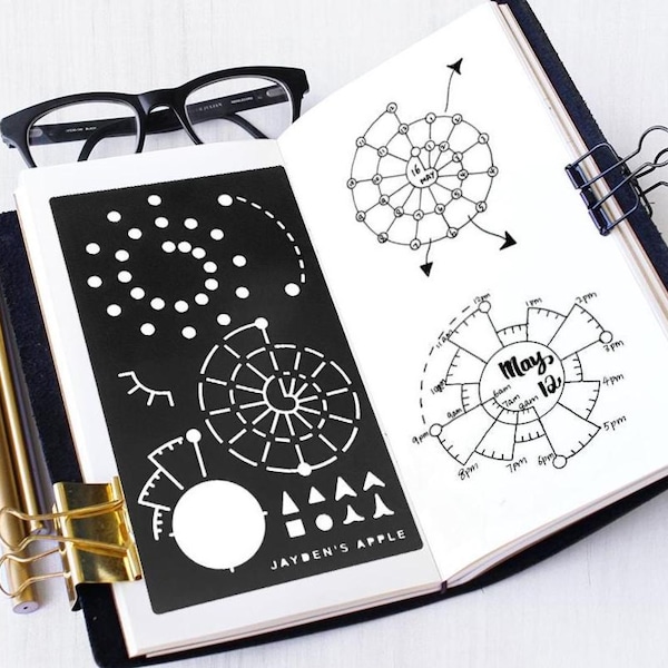 Spiraldex Planner Stencil: A5 Journal & TN - Brass or Black Metal
