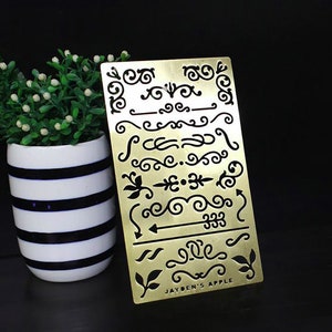 Planner Stencil, Journal Stencil, Brass Metal Stencil, Ornament Stencil fits A5 journal & Regular TN Ornament L image 3