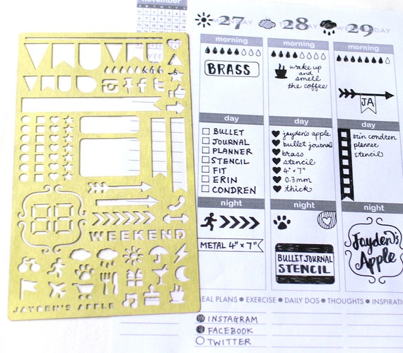 Planner Stencil, Bullet style Journal Stencil, Useful Icons Stencil - fits  pocket, passport TN (Useful S)