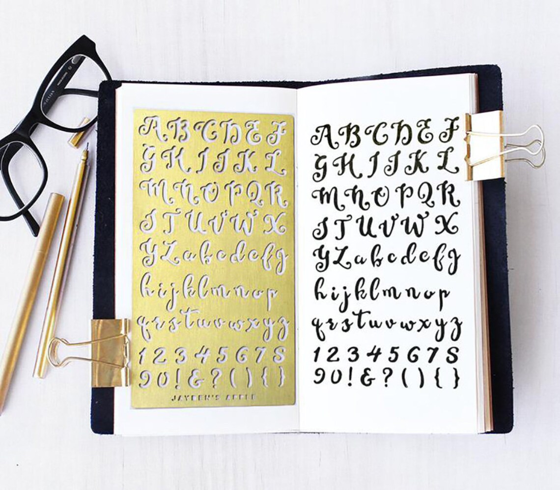 Planner Stencil Bullet Journal Stencil Script Alphabet Etsy