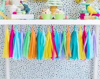 Party Animal Tissue Tassel Garland - Carnival Tissue Tassel Garland - Party Animal Party Decor - Carnival Party Decor - Bright Tissue Tassel