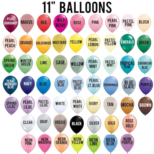 Ballon en latex couleur 11 po. - CHOISISSEZ VOS COULEURS - Ballons de couleur personnalisée - Ballons roses - Ballons bleus - Ballons de fête d'anniversaire - Photoprop