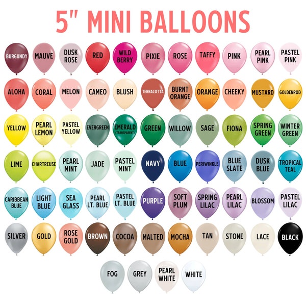 5" Mini Balloons - Small Latex Balloons - CHOOSE YOUR COLORS - Custom Color Balloons - Balloon Garland Balloons - Birthday Balloons