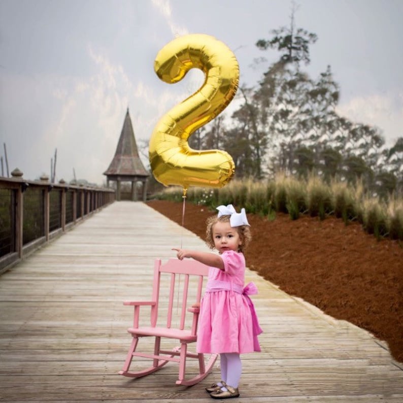 Two Balloon 34 Number 2 Gold Rose Gold Silver Mylar Balloon Second Birthday Decor Second Birthday Photo Prop 2 Number 2 Balloon