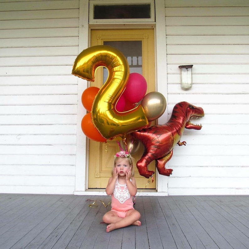 Two Balloon 34 Number 2 Gold Rose Gold Silver Mylar Balloon Second Birthday Decor Second Birthday Photo Prop 2 Number 2 Balloon