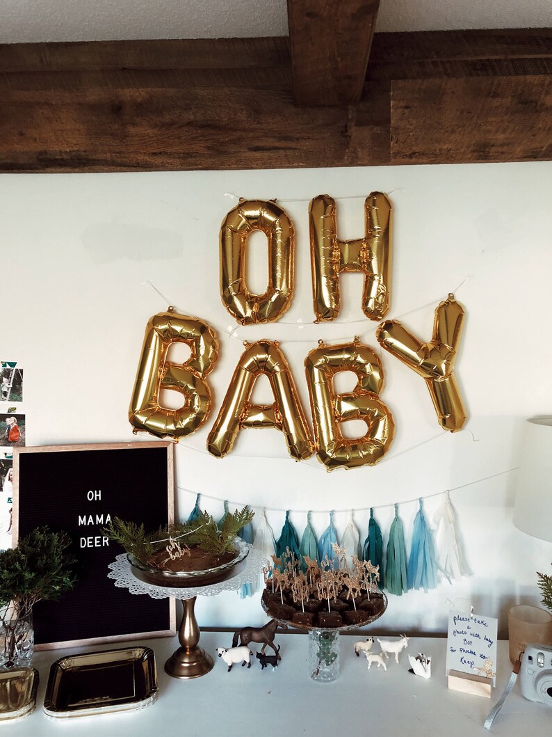 Gender Reveal Banner Gender Reveal Balloons Oh Baby Party Decor Oh Baby Balloons Baby Shower Decor Oh Baby Letter Balloons