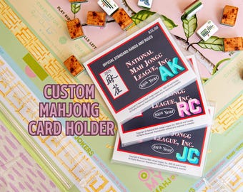Custom Mahjong Card Holder Gift, Personalized NMJL Card Cover, Christmas Gift for Mahjong Player, Monogram Mahjong Accessories