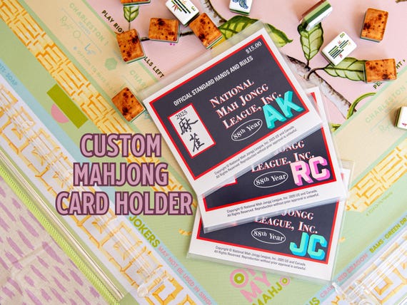 Custom Mahjong Card Holder Gift, Personalized NMJL Card Cover, Christmas Gift for Mahjong Player, Monogram Mahjong Accessories