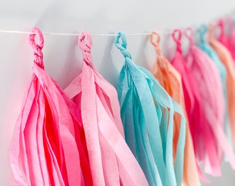 Tropical Tissue Tassel Garland: Pink Party Decor